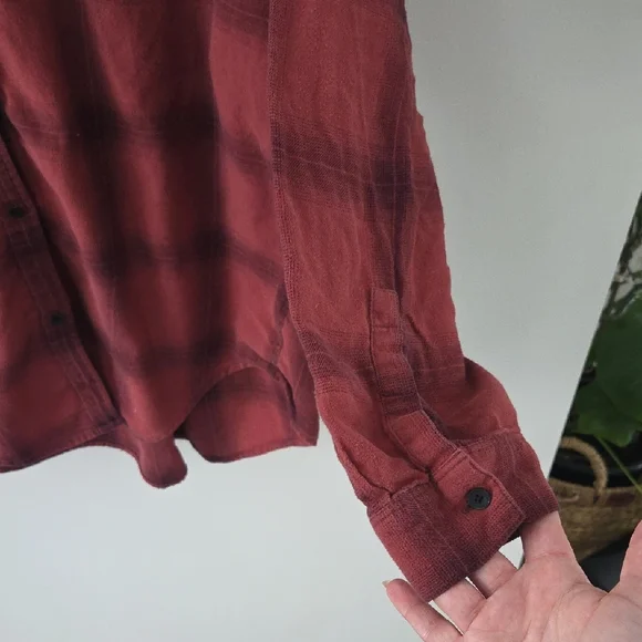 Calvin Klein Jeans Burgundy Plaid Shirt - Picture 2 of 5